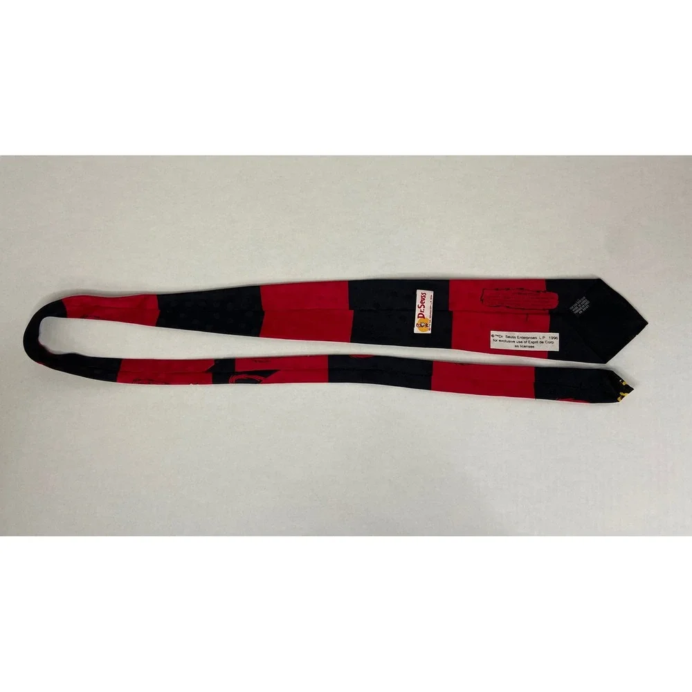 Vintage Dr Seuss‎ Silk Tie 1996 Red Black Thing Character Novelty Mens Necktie